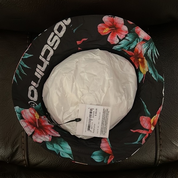 FINAL DROP / SALE!!! Moschino unisex floral print logo bucket hat NWT - Picture 5 of 6